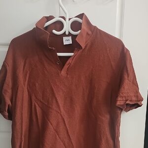 Zara Men's Terracotta Polo Shirt